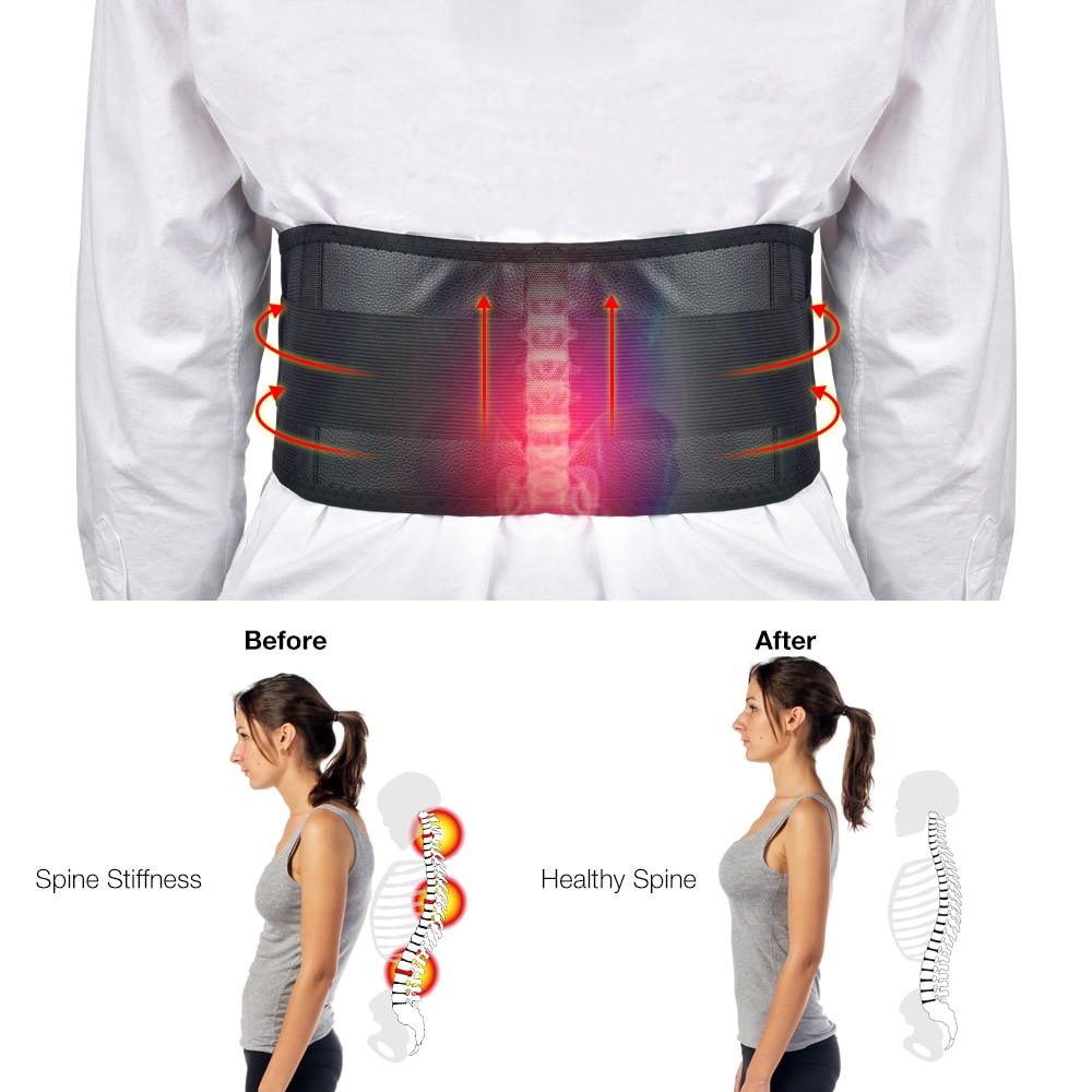 Magnetic Tourmaline Belt Support Brace Set Self-heating Therapy Back Neck