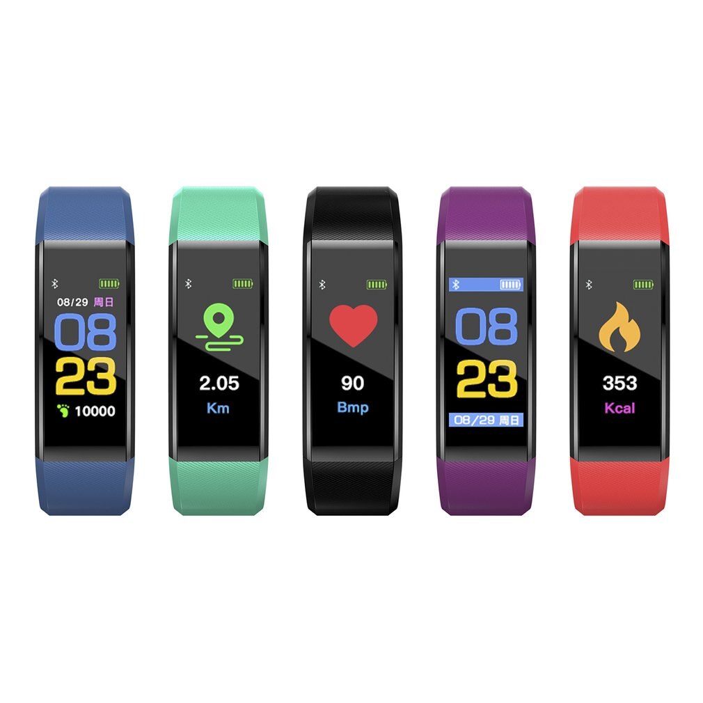 Smart Band Waterproof Sport Pedometer Heart Rate Blood Pressure Monitor