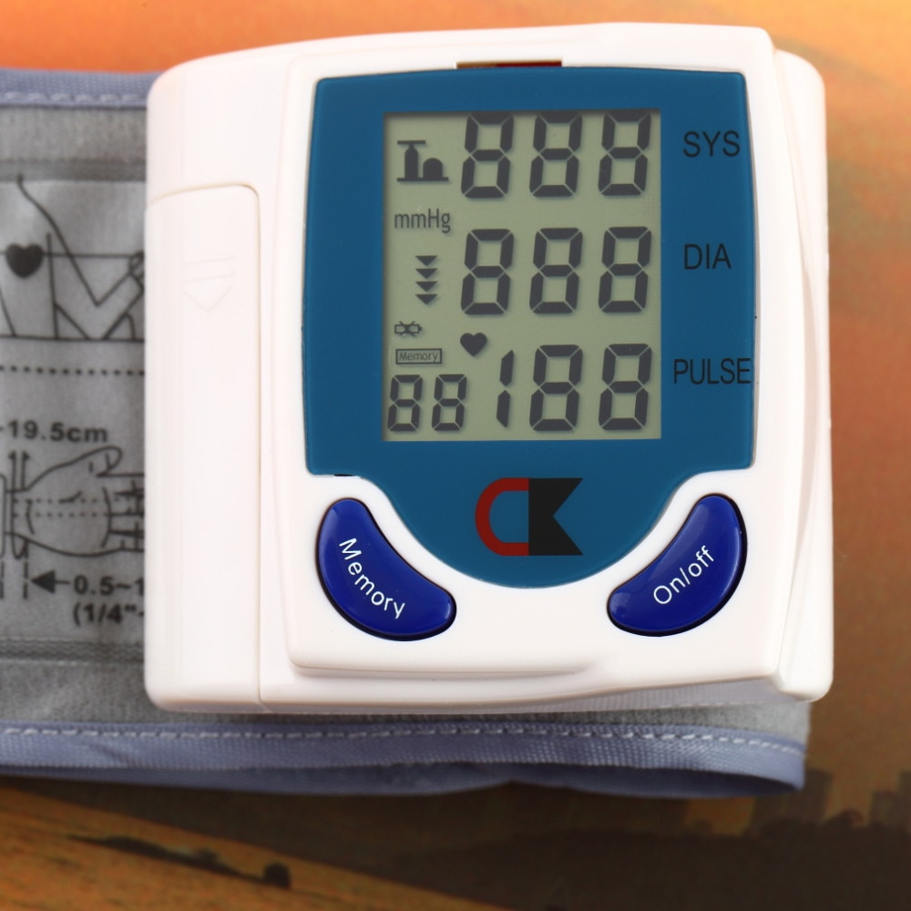 Digital LCD Wrist Cuff Arm Blood Pressure Monitor Heart Beat Rate Pulse Measure Meter